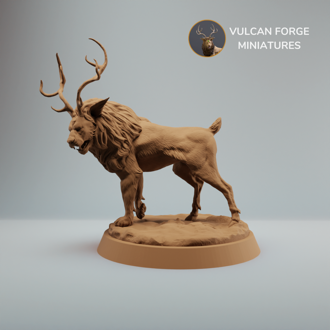 Lion deer beast, forest fantasy creature 32mm Scale Pre-Supported